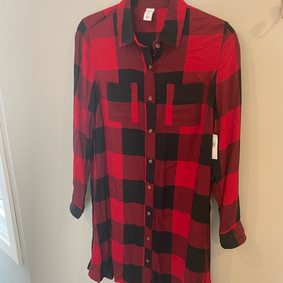 NWT Old Navy Plaid Swing Shirt Dress - Picture 5 of 8